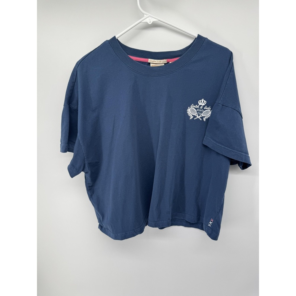 Scotch & Soda Shirt 2XL Blue Athletic Club Tennis Graphic Relaxed Tee